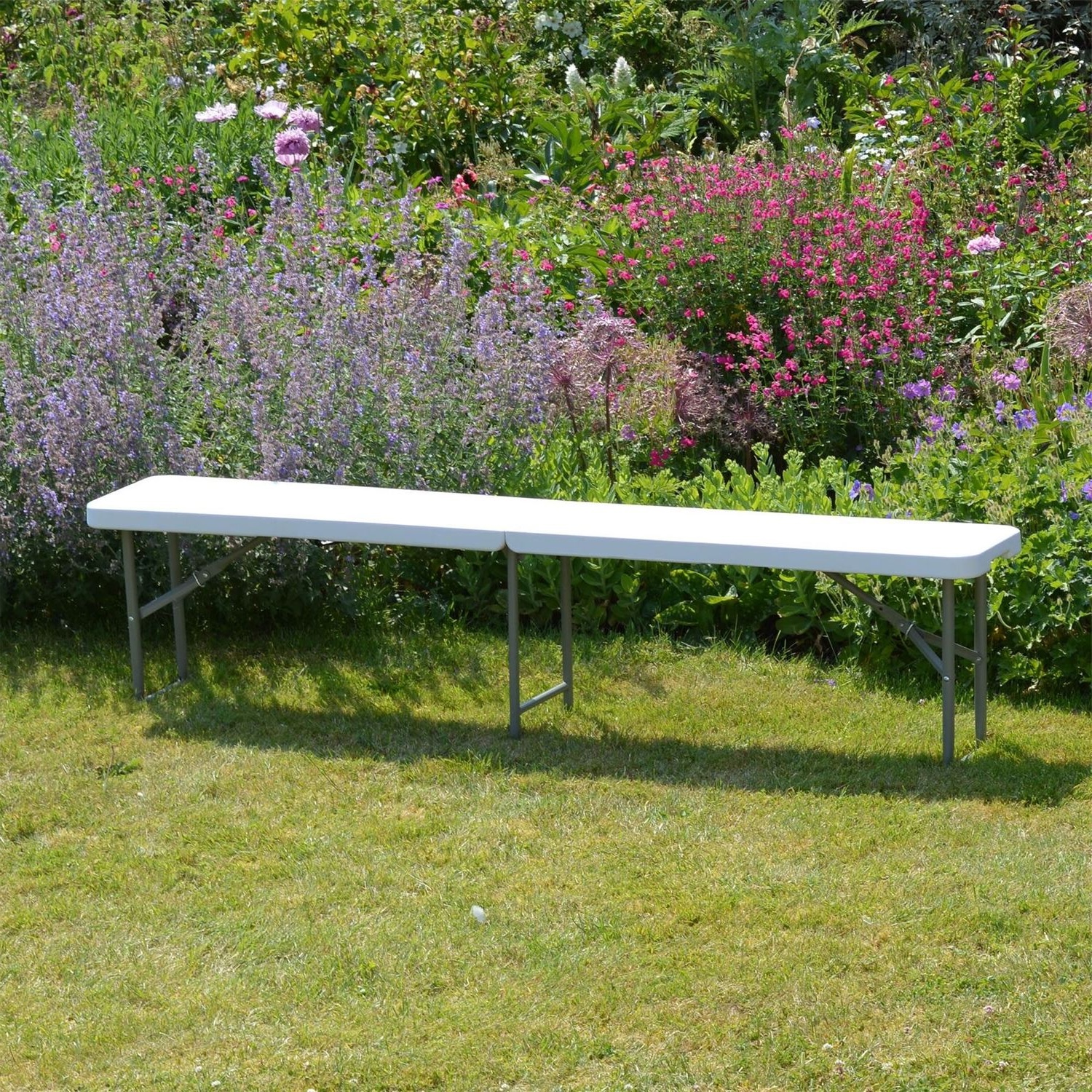 Banc Pliant WERKA PRO 240 Cm – Extra Long, Robuste Jusqu'à 240 Kg, Idéal Intérieur & Extérieur, Gris Clair