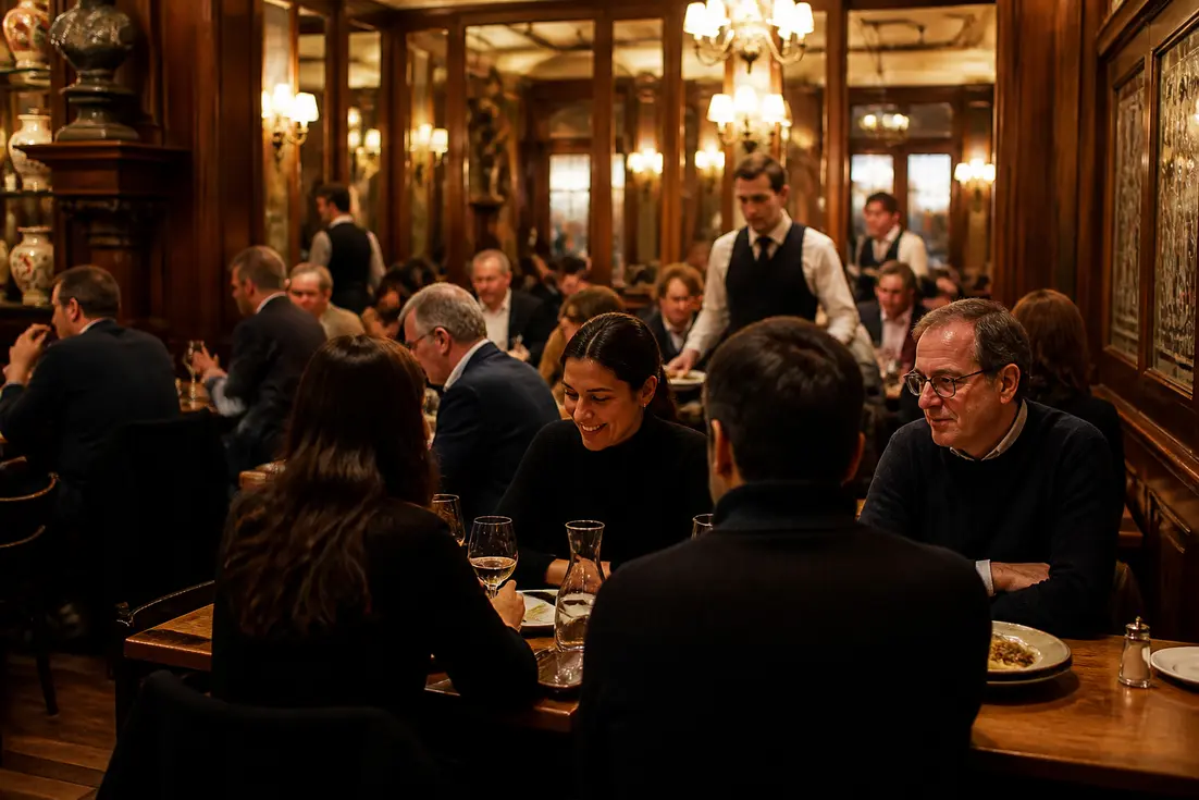 Ambiance chaleureuse dans une salle de restaurant parisienne lors d'un pachamama paris avis pour un dîner