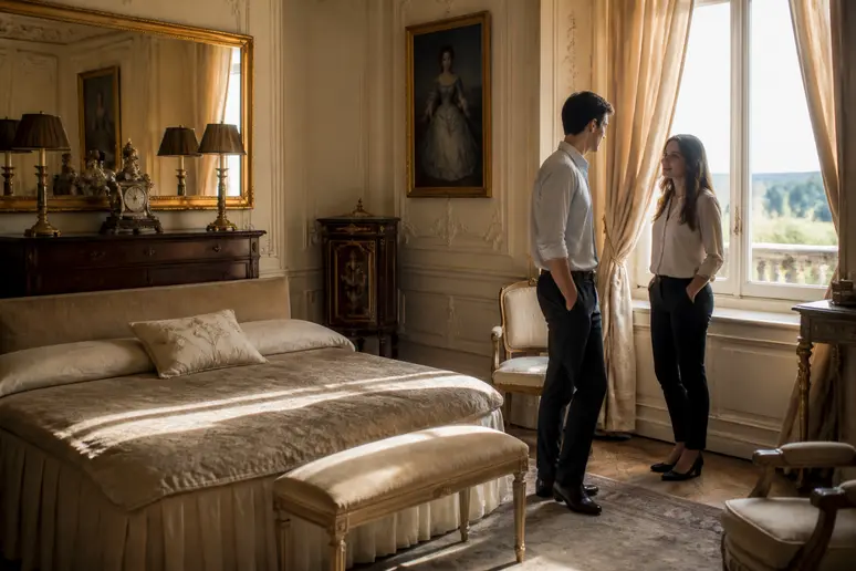 Chambre d'hôtes au chateau de Montmelas, ambiance lumineuse et intime pour un séjour paisible.