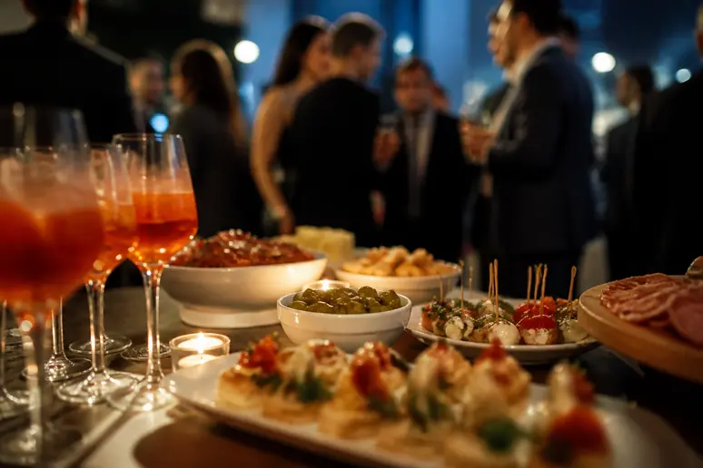 Table d'apéritifs et boissons pour un anniversaire, favorisant la convivialité et le jeu adulte anniversaire.
