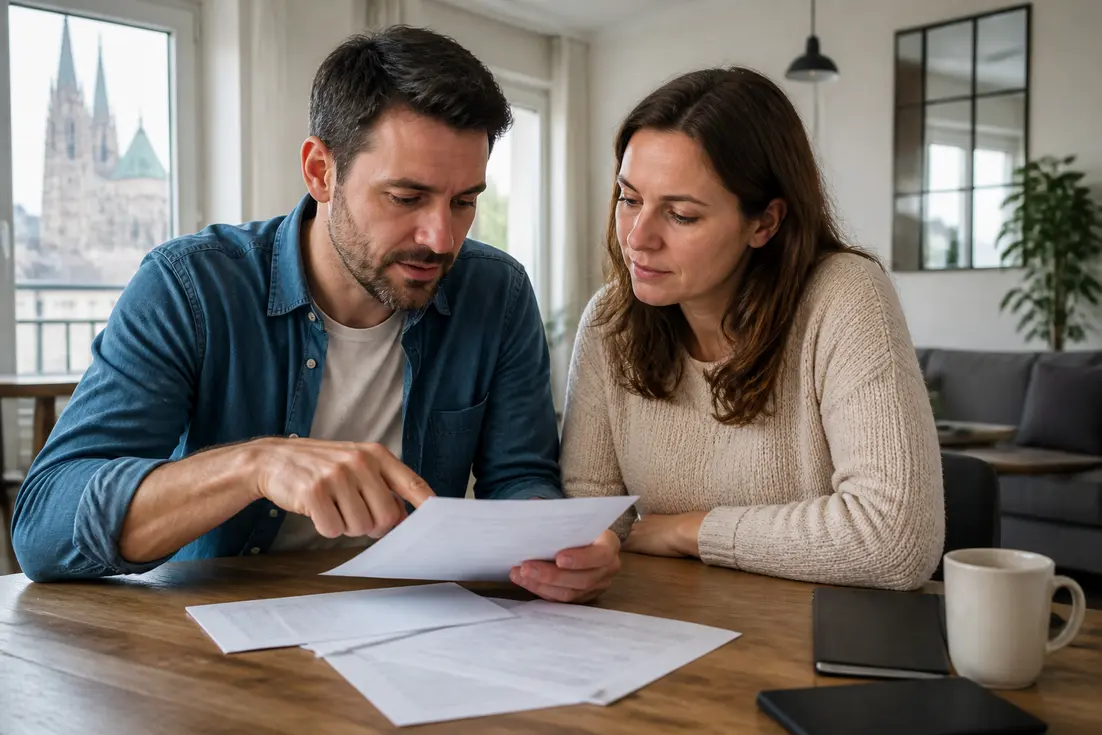 Examen de documents administratifs sur une table en bois illustrant la différence entre pacs et mariage.